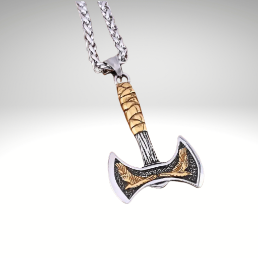 Viking Savaş Baltası Altın-Gümüş Kolye